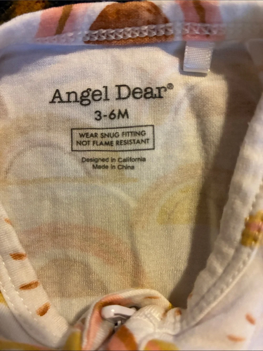 Angel Dear Cream Footed One-Piece with Pink & Yellow Rainbow Print